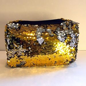 Fine life two tone sequins cosmetic bag makeup bag